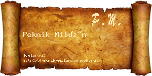 Peknik Milán névjegykártya